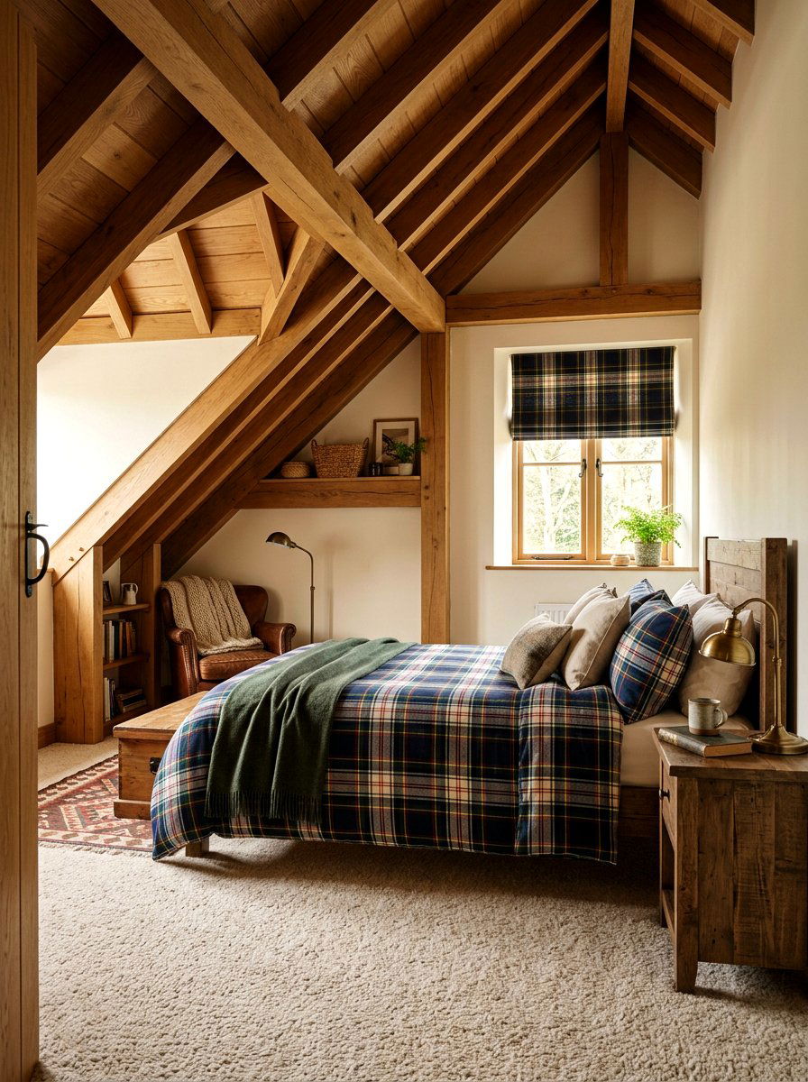 Tartan Attic Bedroom - 30 tartan home decor ideas