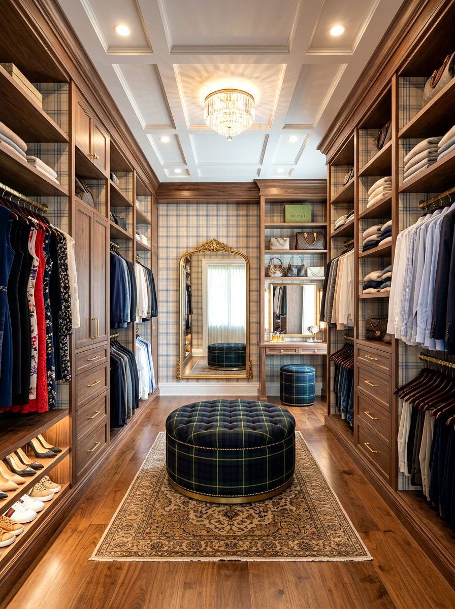 Tartan Closet Dressing Room - 30 tartan home decor ideas