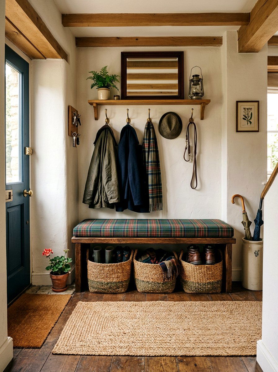Tartan Entryway Bench - 30 tartan home decor ideas