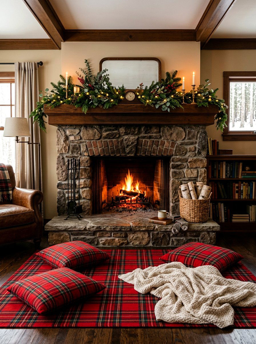 Tartan Fireplace Hearth Area - 30 tartan home decor ideas