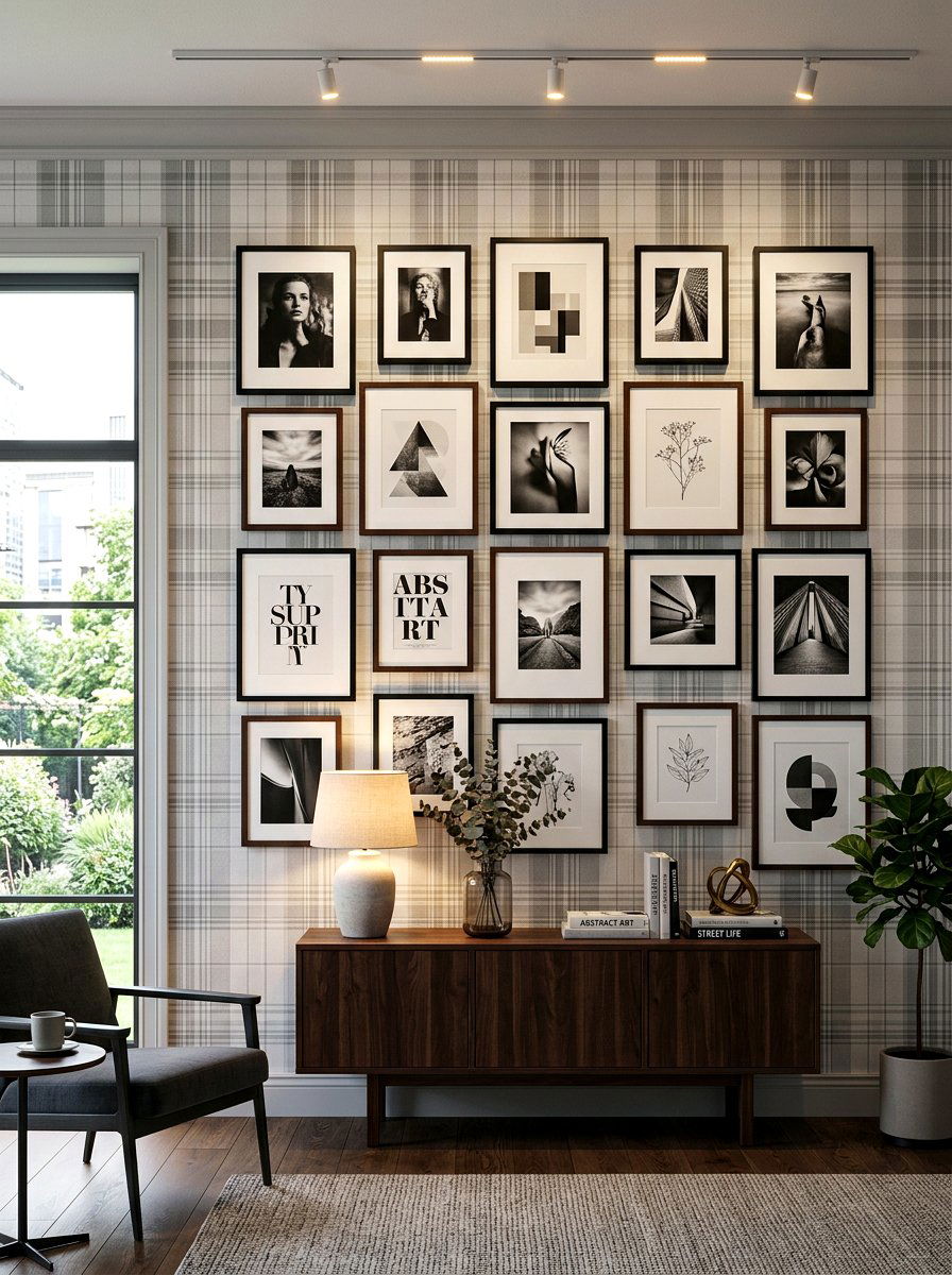 Tartan Gallery Wall Backdrop - 30 tartan home decor ideas