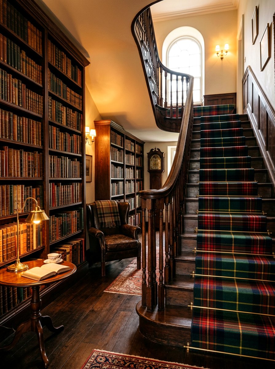 Tartan Stair Runner - 30 vintage stair carpet ideas