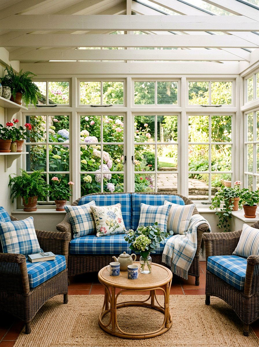 Tartan Sunroom Seating - 30 tartan home decor ideas