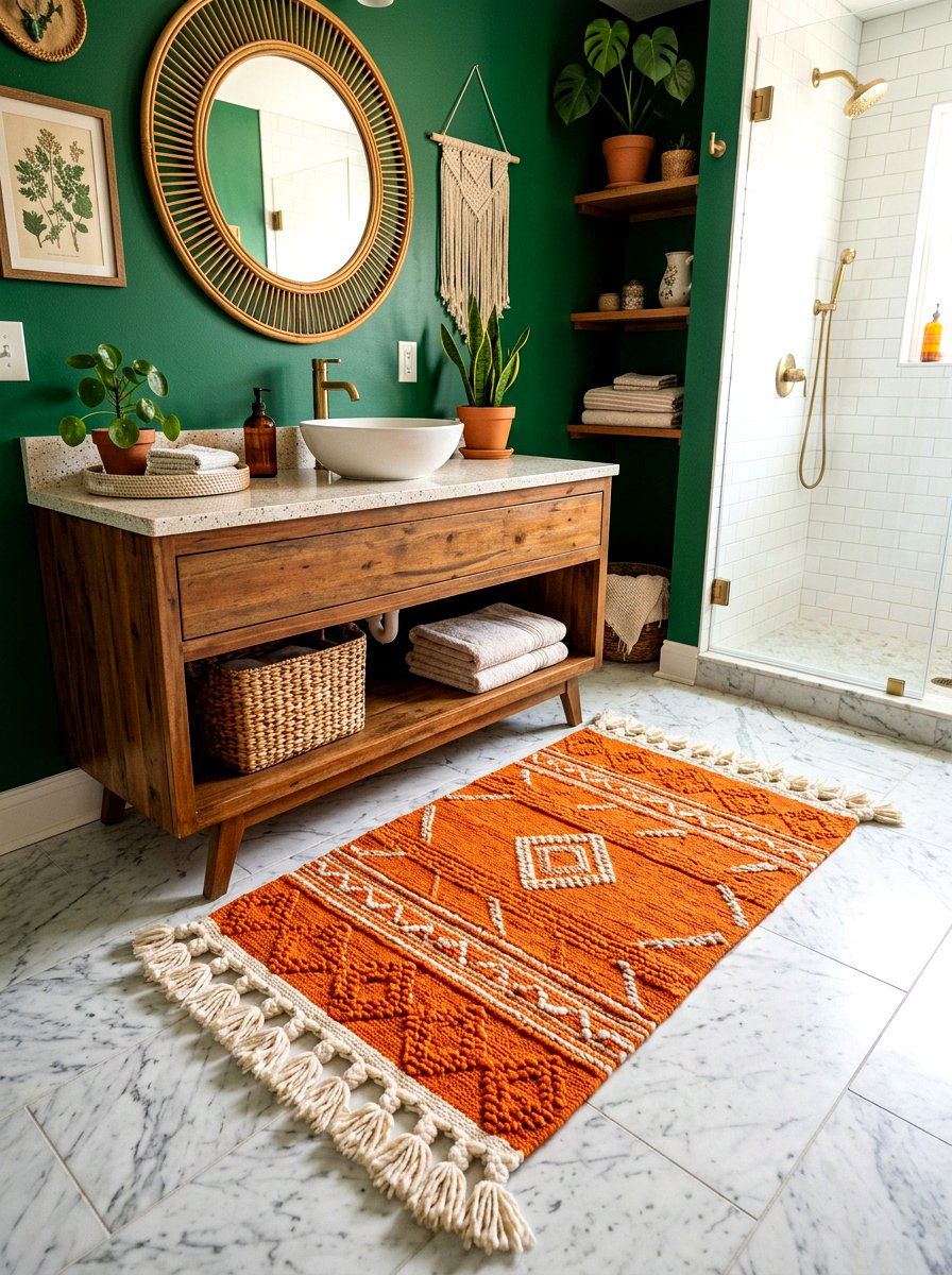 Tassel Bathroom Rug - 30 maximalist bathroom ideas