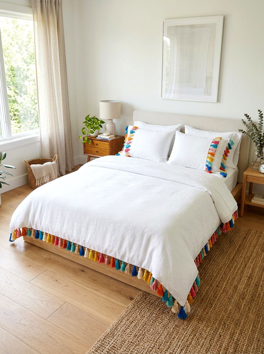 Tassel Bedding Set - 30 boho bedroom ideas