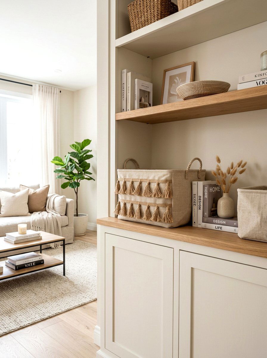 Tassel Fabric Bin - 30 tassel decor living room ideas