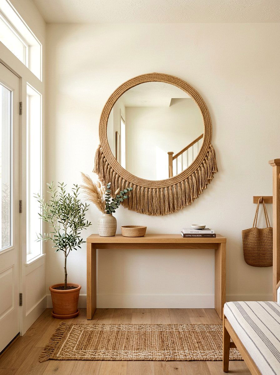 Tassel Round Mirror - 30 tassel decor living room ideas