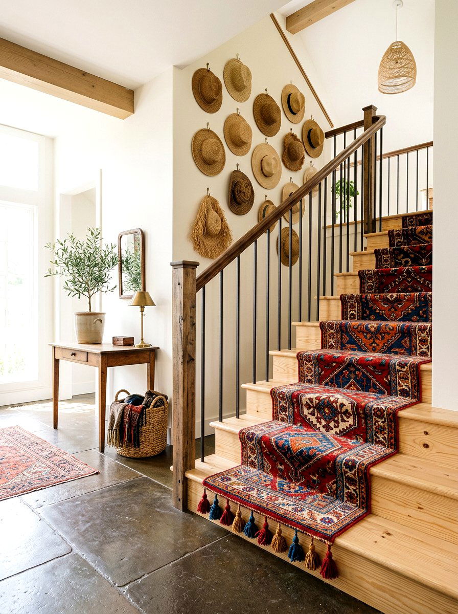 Tassel Stair Runner - 30 vintage stair carpet ideas
