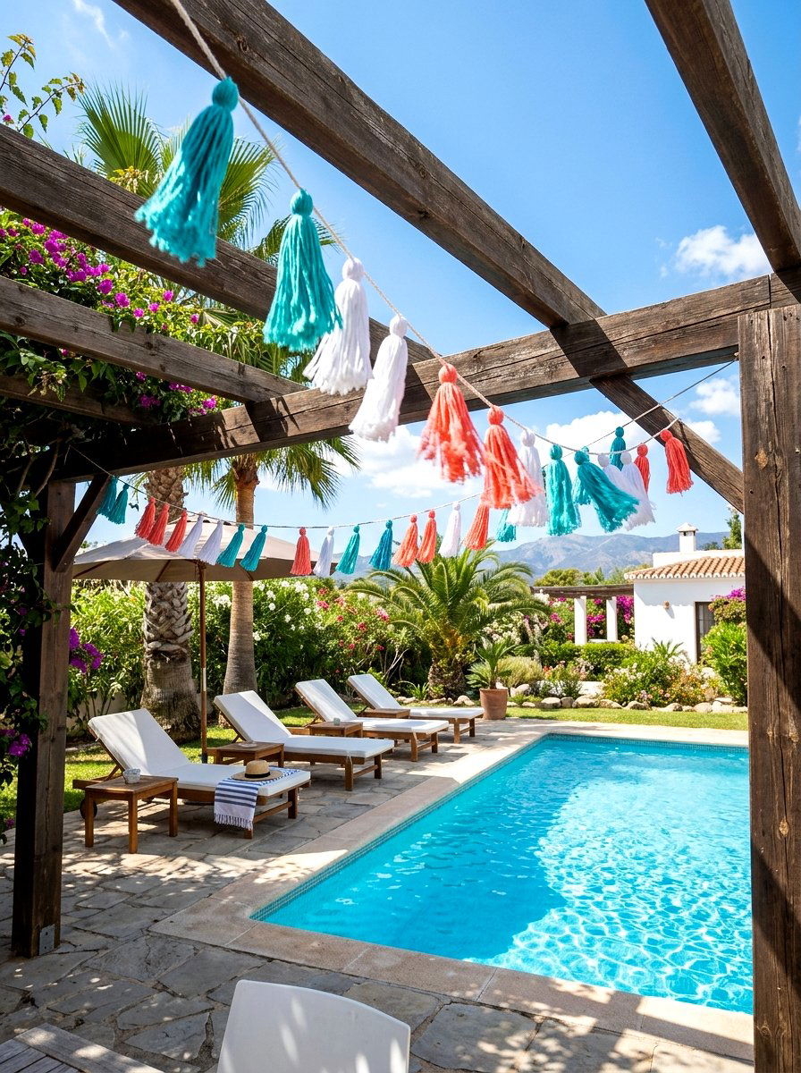 Tassel String Bunting - 30 pool party decor ideas