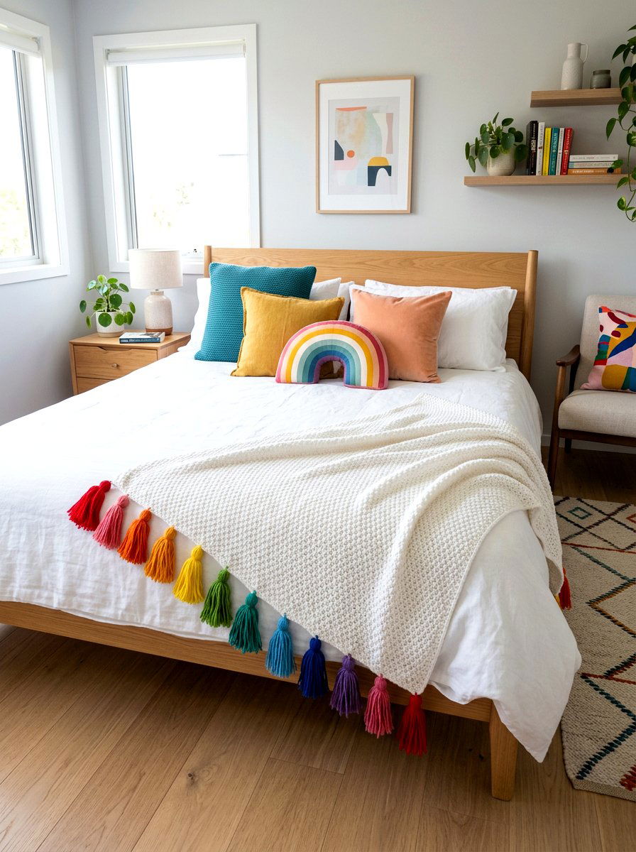 Tassel Throw Blanket - 30 dopamine bedroom ideas