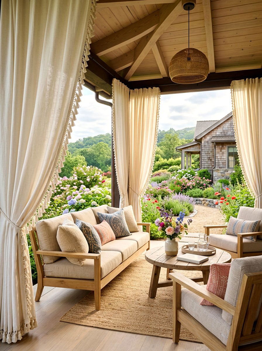 Tassel edge cabana curtains - 30 cabana curtain ideas