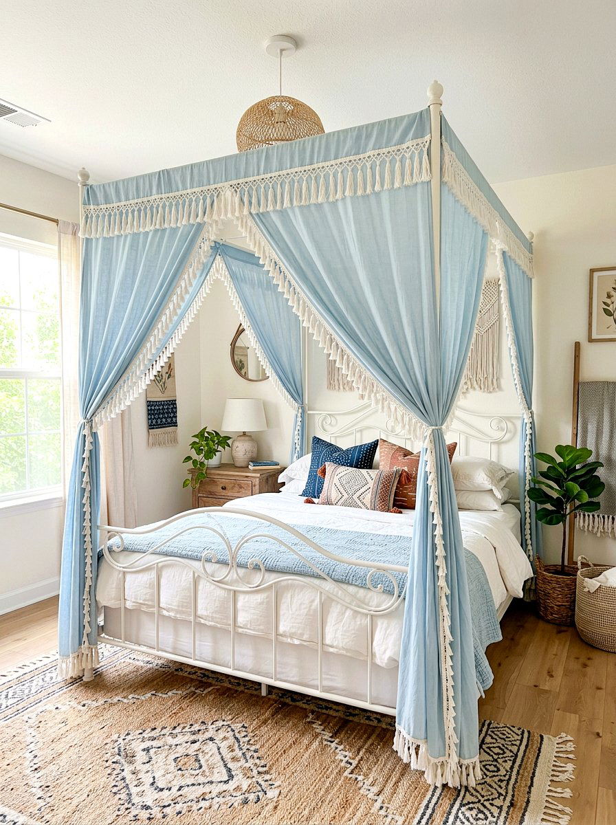 Tassel edge canopy bed - 30 draped canopy bed ideas