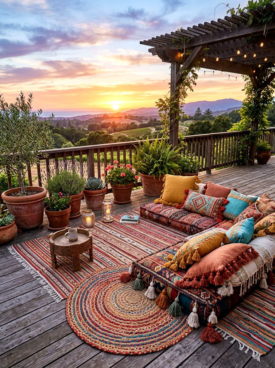 Tasseled Bohemian Floor Seating - 30 outdoor pouf ideas