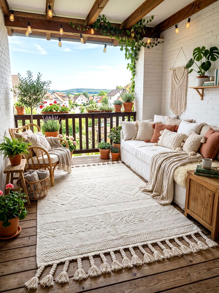 Tasseled Cotton Rug - 30 balcony rug ideas
