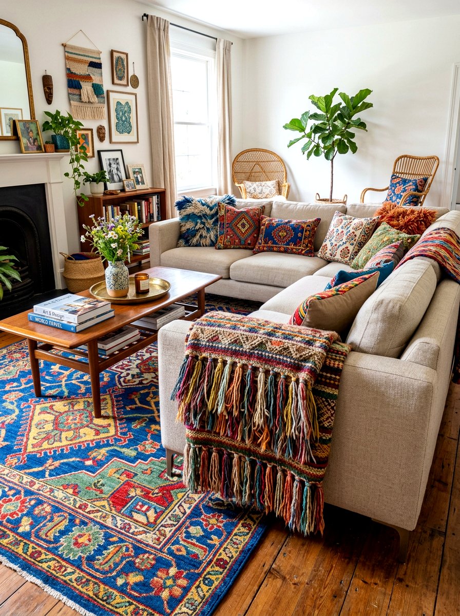 Tasseled Textiles - 30 layered texture living room ideas