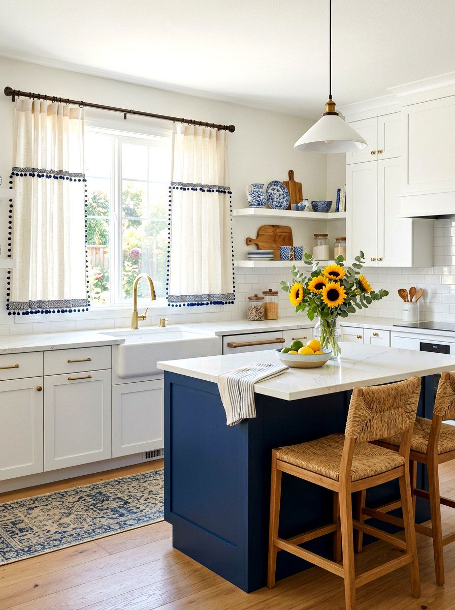 Tasseled cafe curtains - 30 kitchen curtain sink ideas