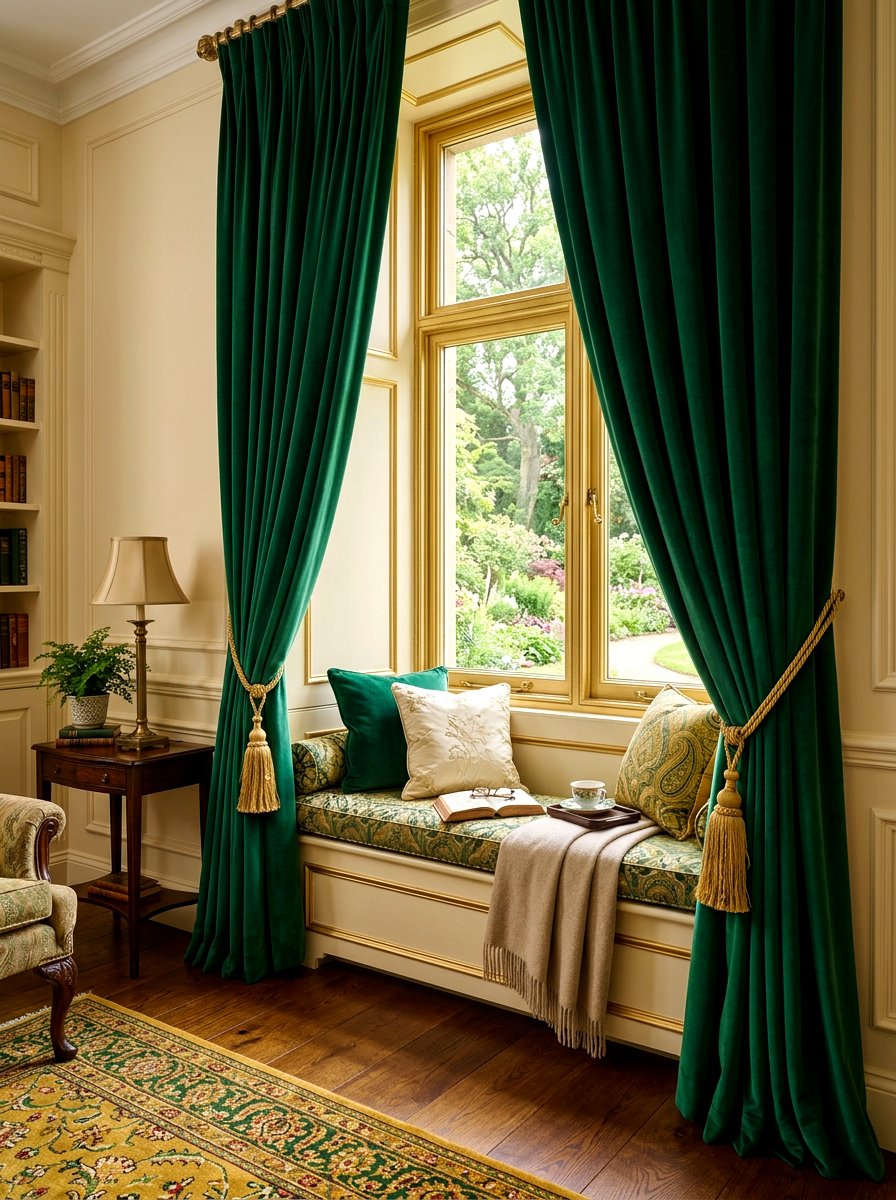 Tasseled velvet curtain window nook - 30 circuscore home decor ideas