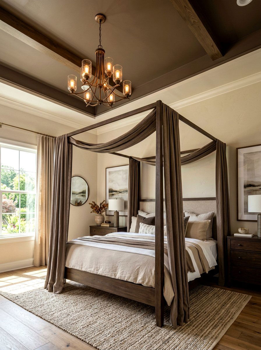 Taupe Brown Painted Ceiling - 30 all brown bedroom ideas