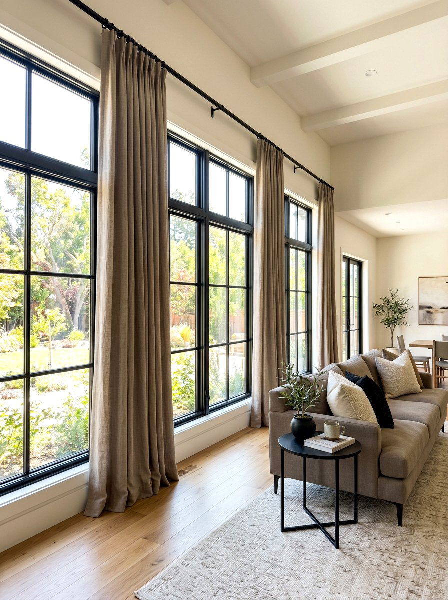 Taupe Curtains Black Hardware - 30 taupe and black living room ideas
