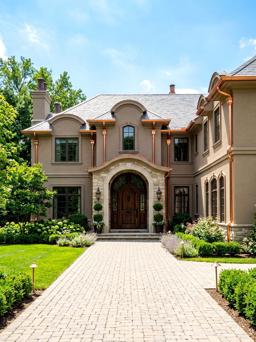 Taupe Exterior With Copper Gutters - 30 taupe exterior ideas
