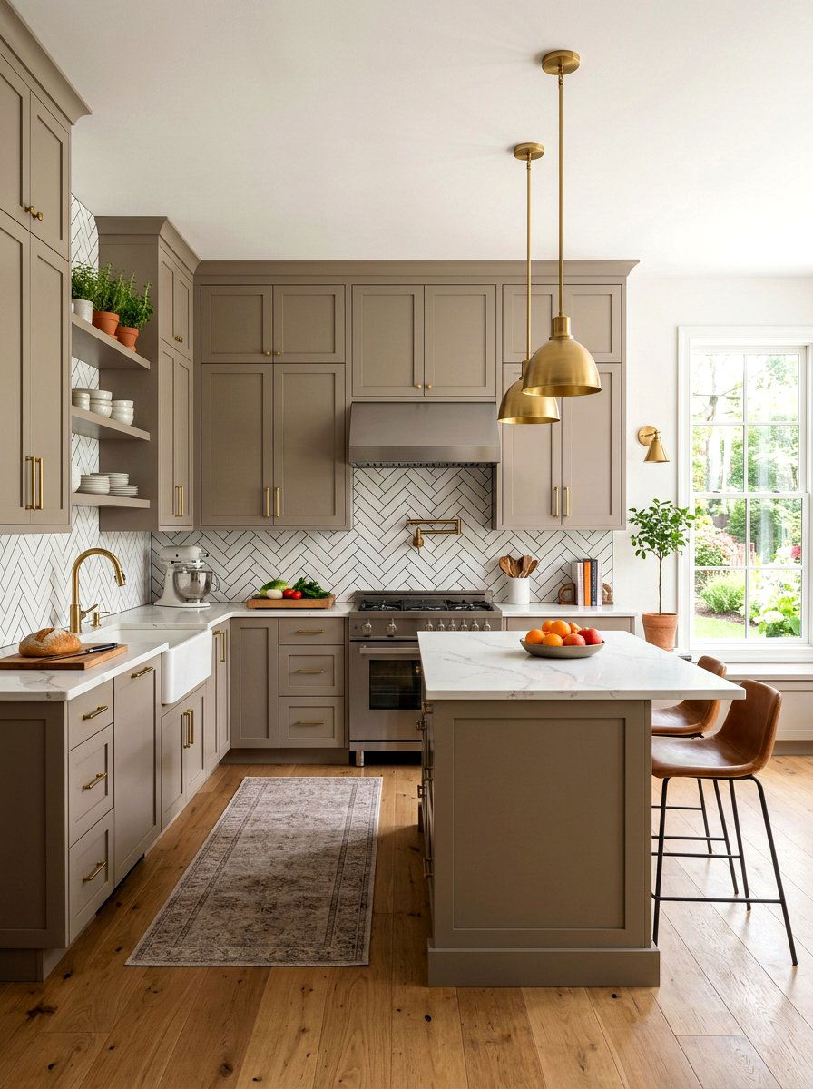 Taupe Kitchen Cabinets With Subway Tile - 30 taupe kitchen ideas