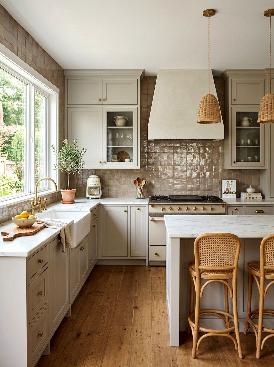 Taupe Kitchen With Zellige Tile Backsplash - 30 taupe kitchen ideas