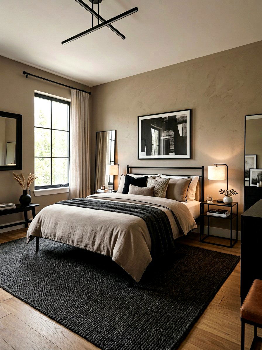 Taupe and black bedroom - 30 taupe room ideas