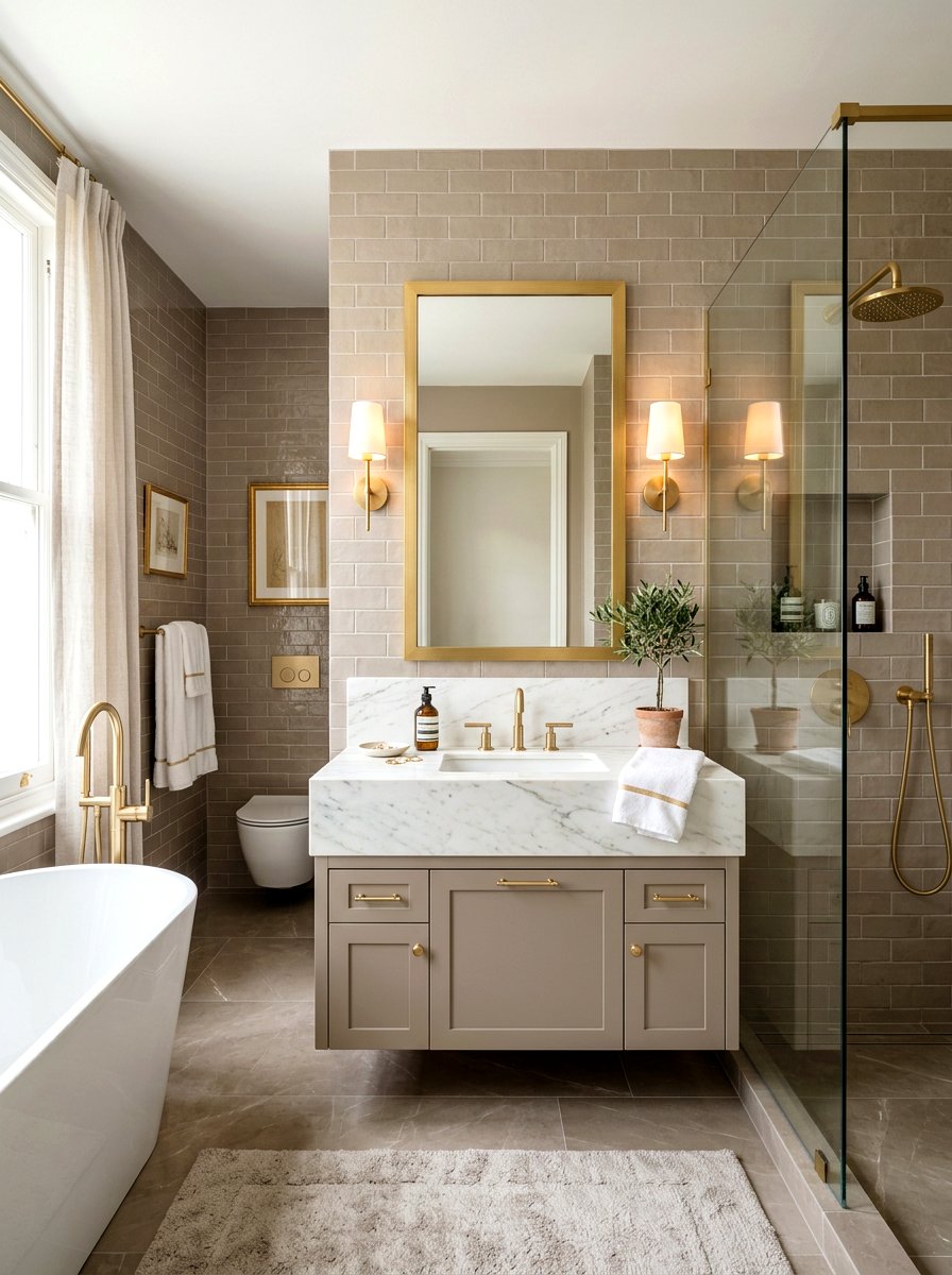 Taupe and gold bathroom - 30 taupe room ideas