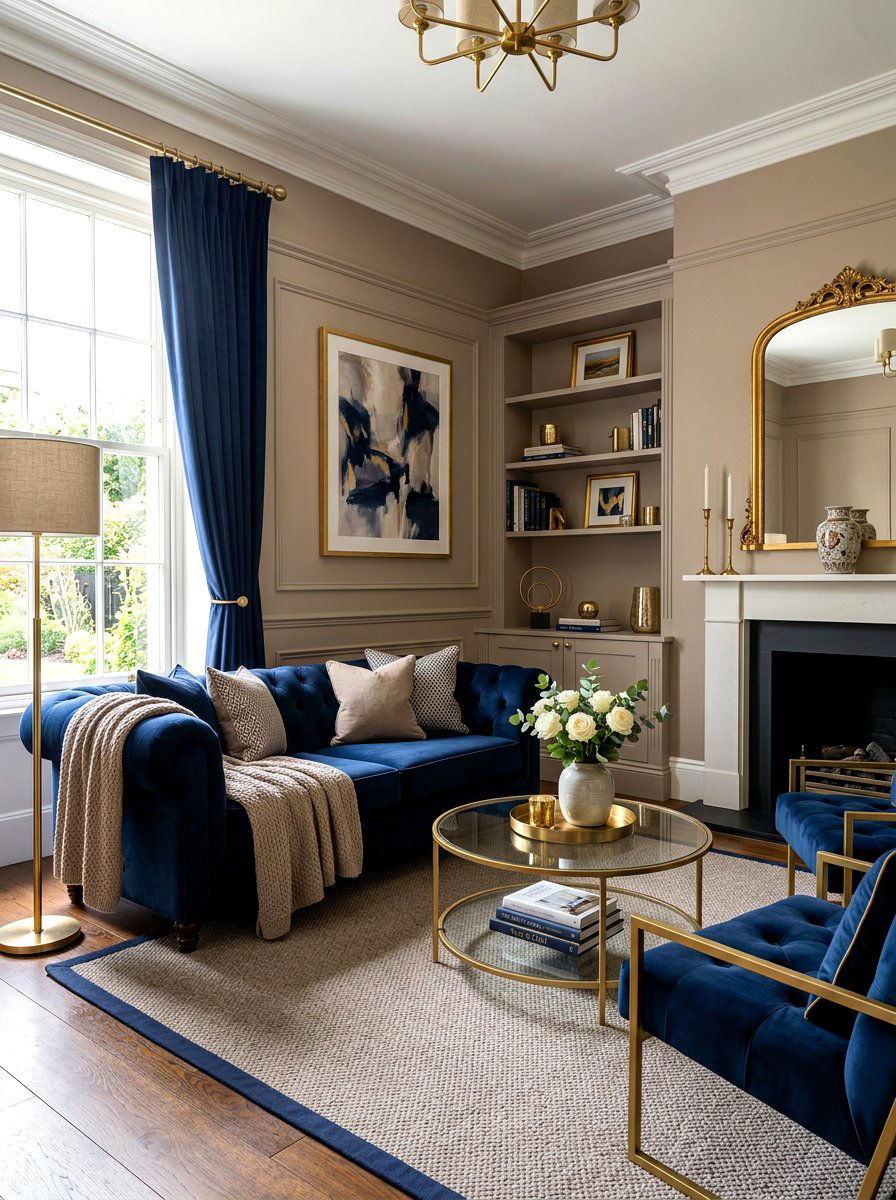 Taupe and navy blue room - 30 taupe room ideas