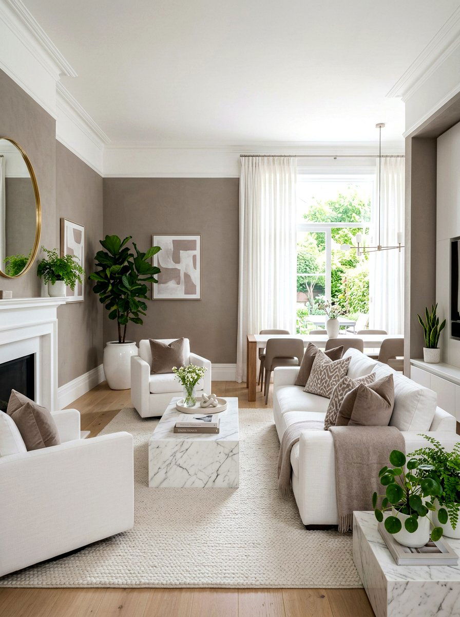 Taupe and white living room - 30 taupe room ideas