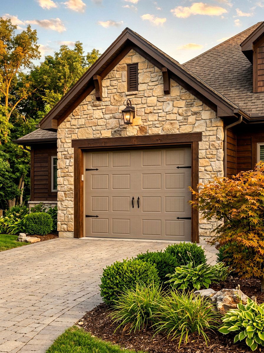 Taupe garage door - 30 garage door color ideas