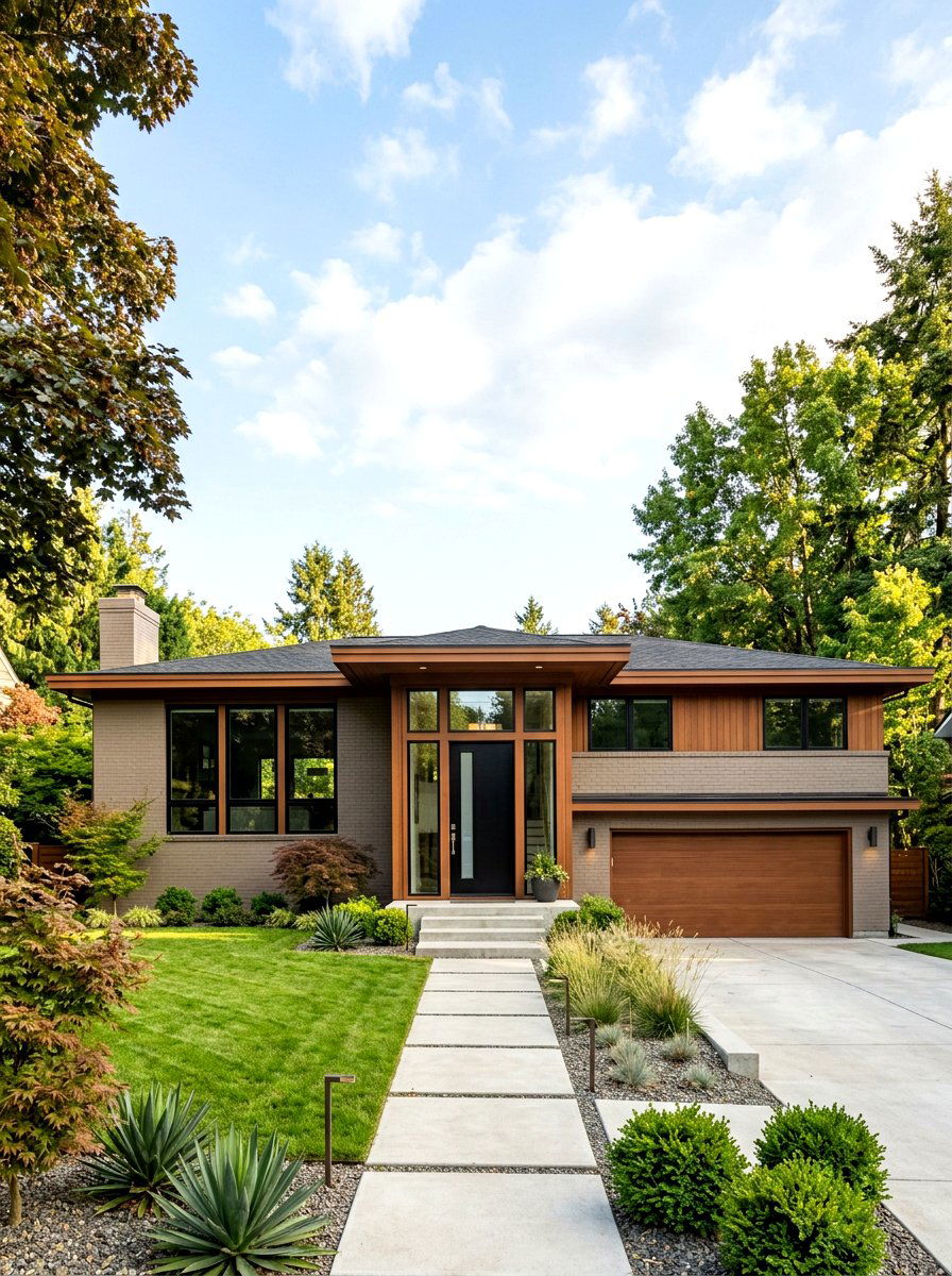 Taupe painted brick house - 30 painted brick house ideas