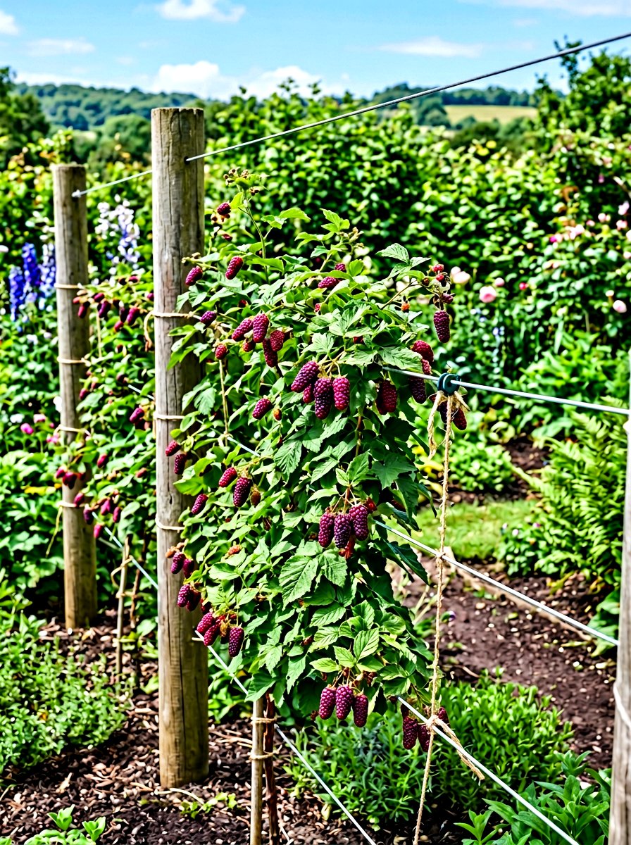 Tayberry Fence Support - 30 berry garden ideas