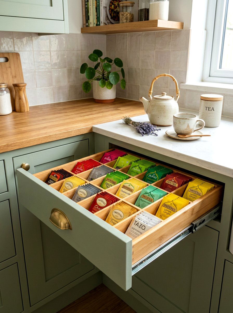 Tea Bag Organizer Drawer - 30 kitchen drawer pantry ideas