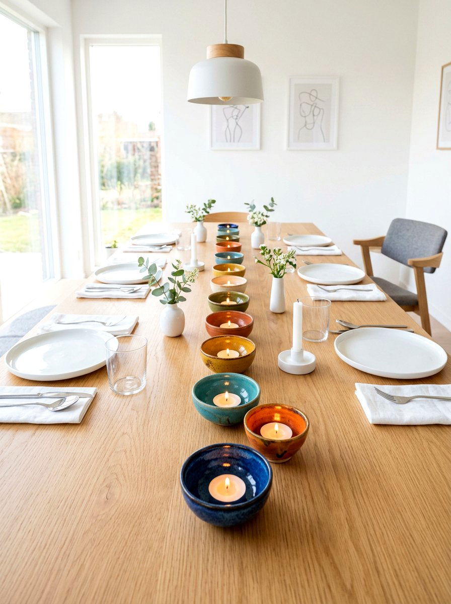 Tea Lights In Small Bowls - 30 candle centerpiece ideas