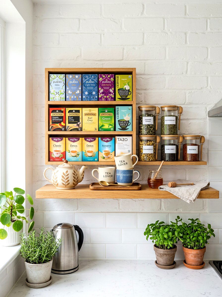 Tea Organizer Station - 30 kitchen organization ideas
