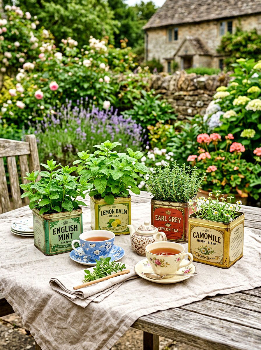 Tea Tin Herb Garden - 30 patio herb garden ideas