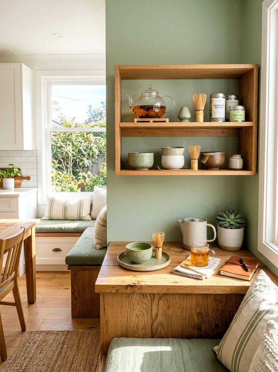 Tea ritual shelf - 30 wellness shelf styling ideas