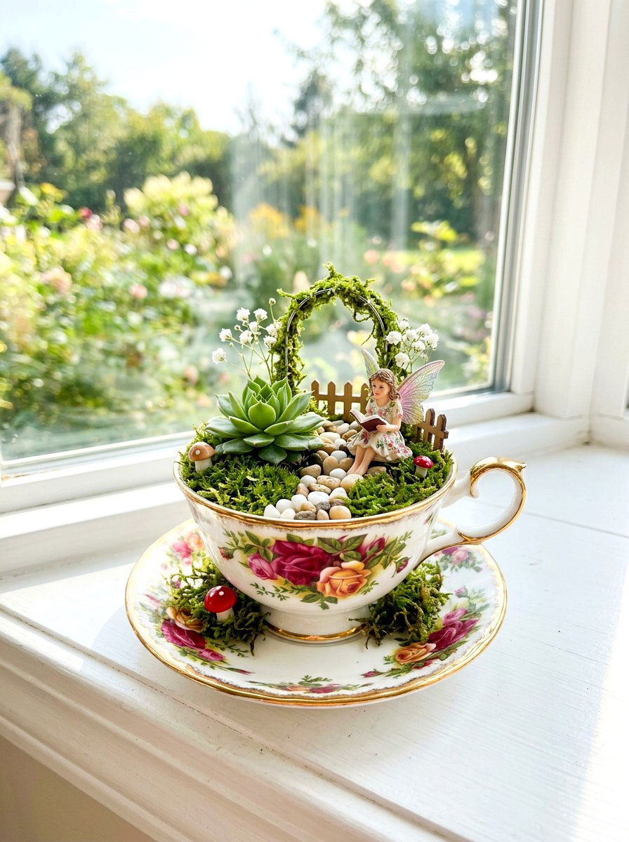Teacup Fairy Garden - 30 miniature fairy garden ideas