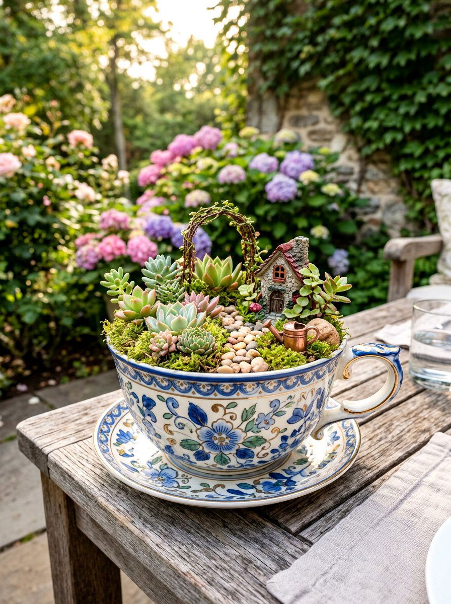 Teacup Garden Planter - 30 outdoor planter ideas