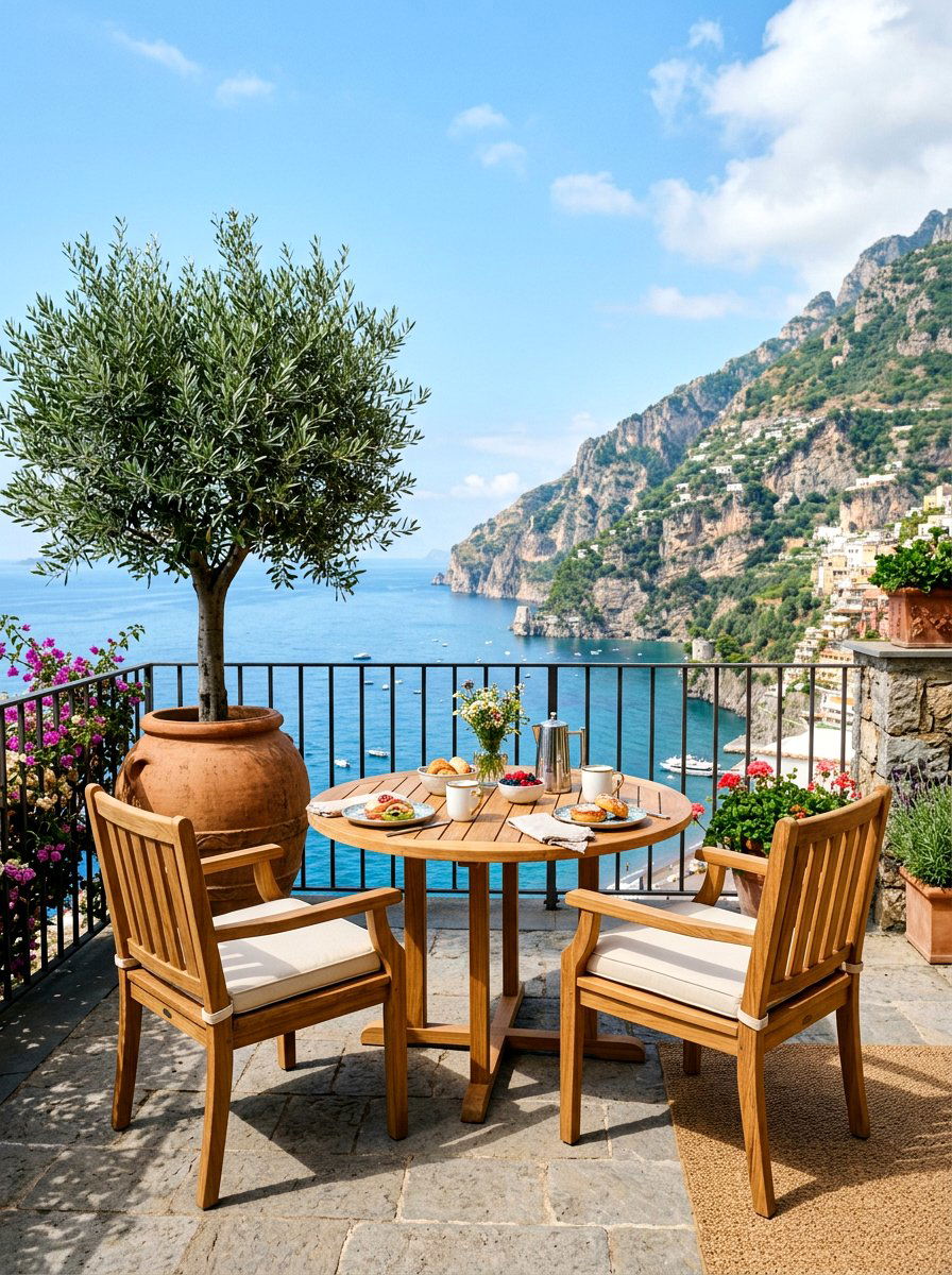 Teak Balcony Breakfast Furniture - 30 balcony breakfast table ideas