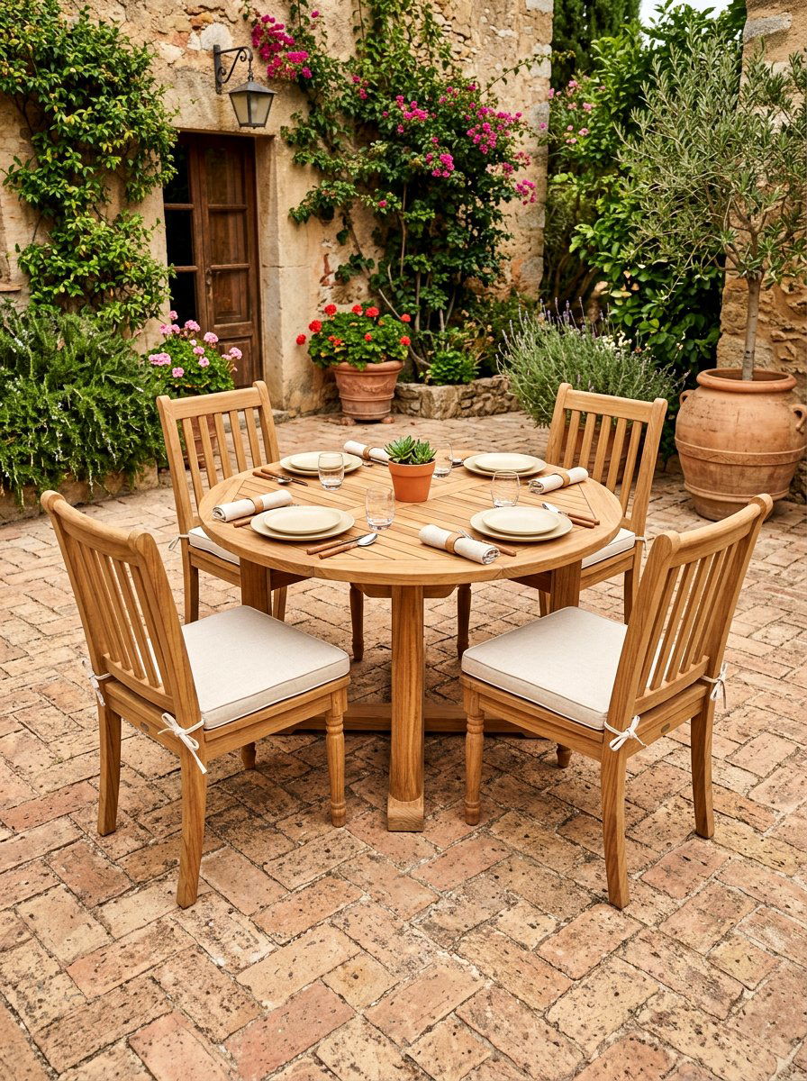 Teak Circular Dining Table - 30 teak patio furniture ideas