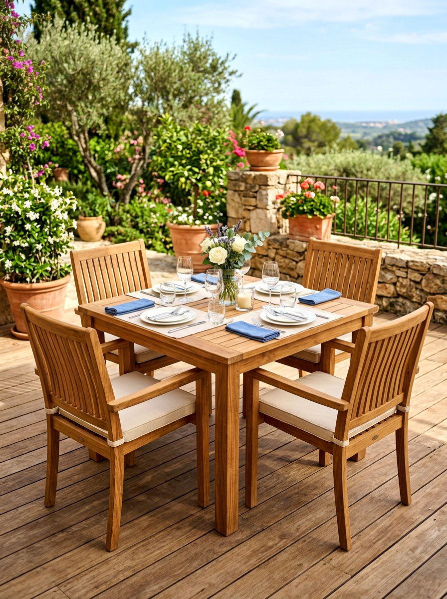 Teak Dining Set - 30 balcony furniture ideas
