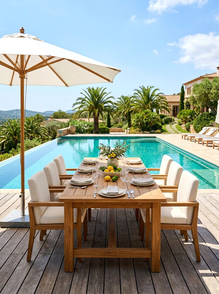 Teak Farmhouse Dining Table - 30 farmhouse outdoor table ideas