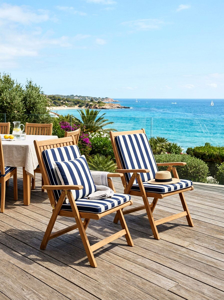 Teak Folding Deck Chairs - 30 Nancy Meyers outdoor dining ideas
