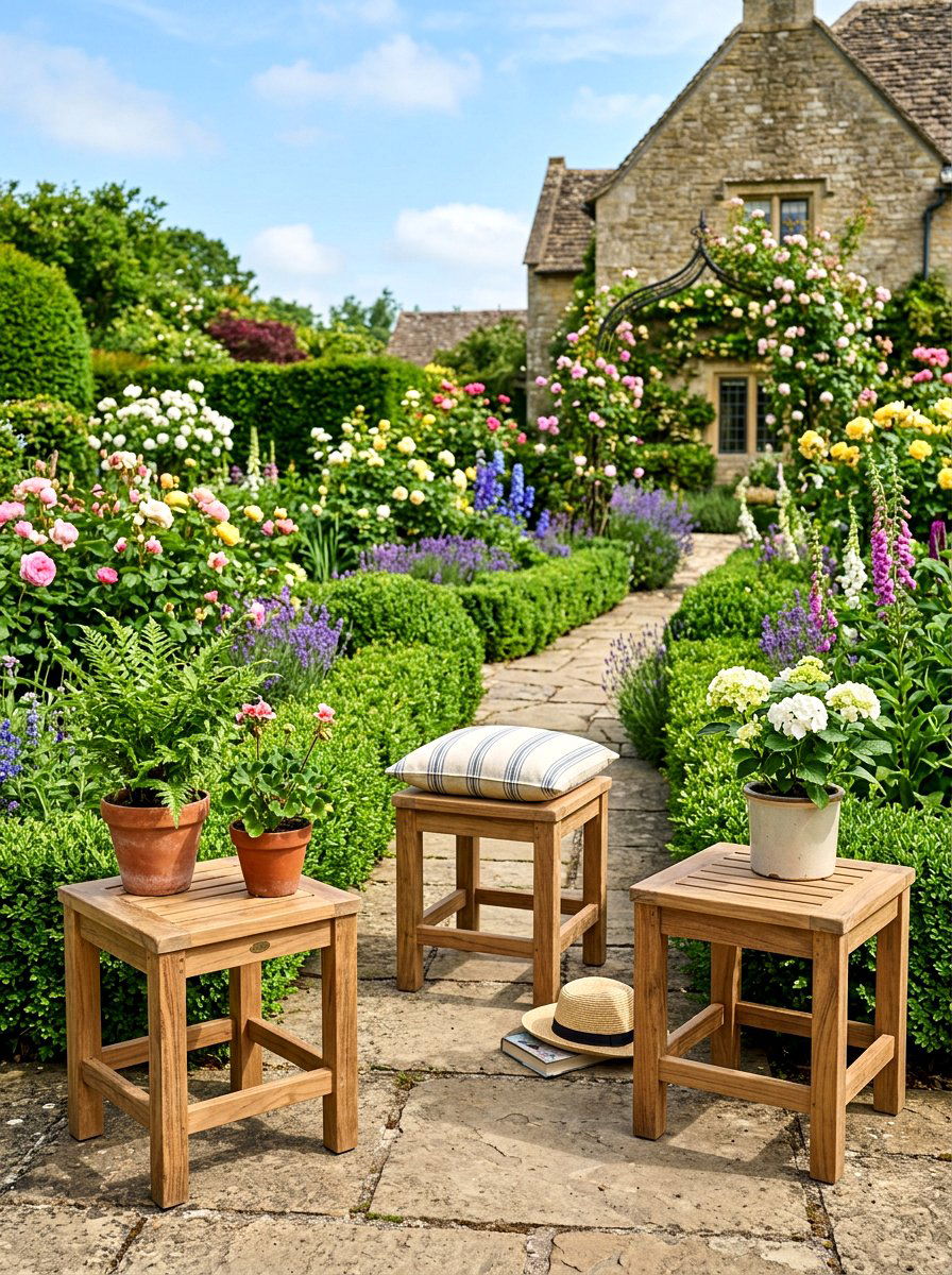 Teak Garden Stool - 30 teak patio furniture ideas