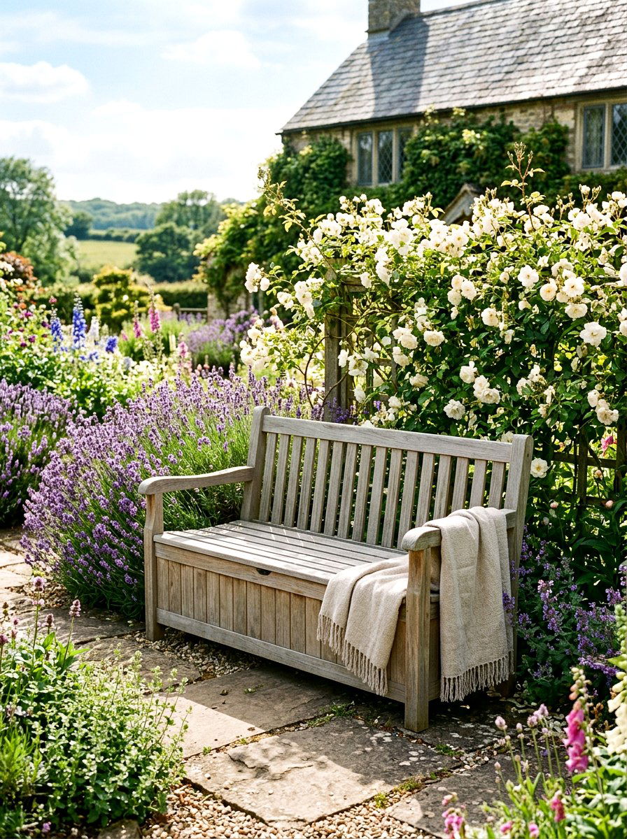 Teak Garden Storage Bench - 30 outdoor storage bench ideas