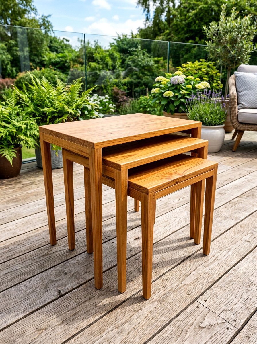 Teak Nesting Tables - 30 teak patio furniture ideas