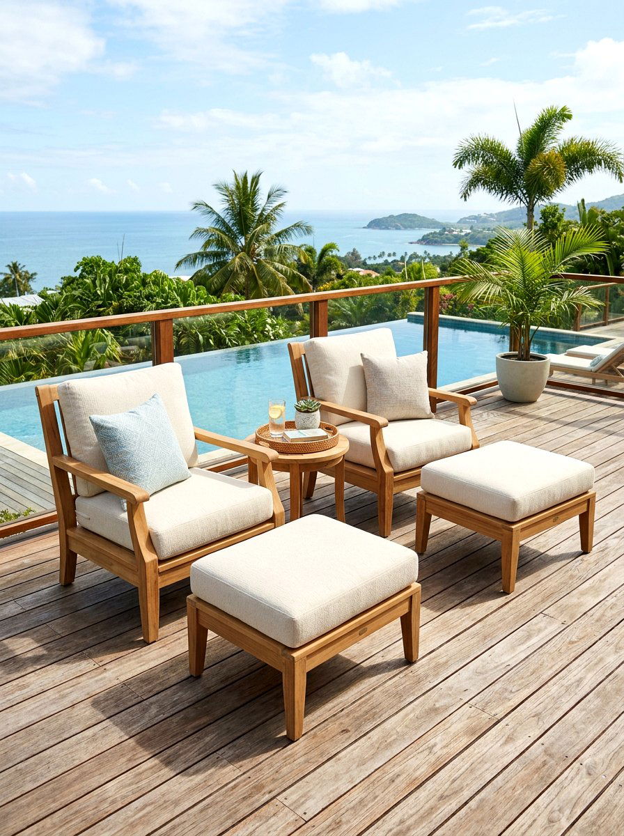 Teak Ottoman Set - 30 teak patio furniture ideas