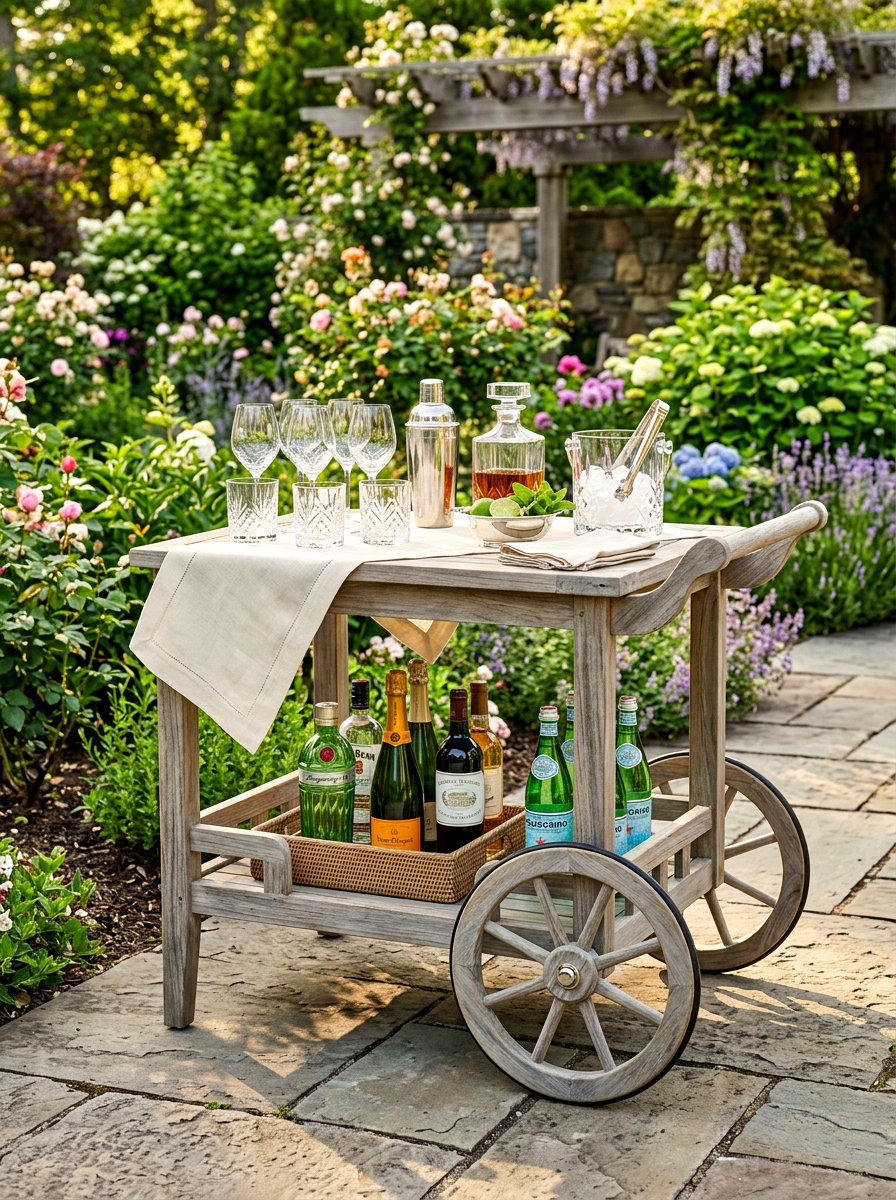 Teak Outdoor Bar Cart - 30 outdoor bar cart ideas